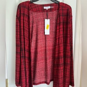 Calvin Klein Red Plaid Cardigan - Large